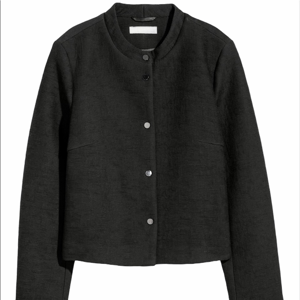NWT H&M Black Cropped Military Textured Jacket